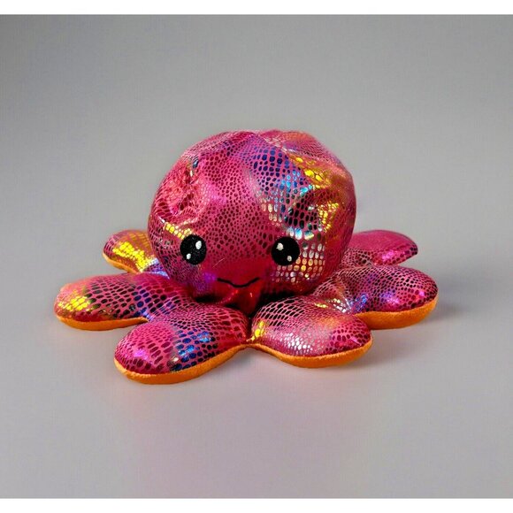 Goffa Octopus Plush Squishy Stuffed Animal Shiny Sparkly Pink & Orange 5” Toy - Picture 2 of 7